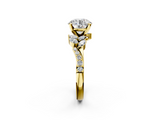 Yellow gold Round Solitaire Marquise Twist Band with Six-Prong Setting_72