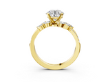 Yellow gold Round Solitaire Marquise Twist Band with Six-Prong Setting_73