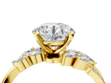 Yellow gold Round Solitaire Marquise Twist Band with Six-Prong Setting_74