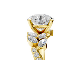 Yellow gold Round Solitaire Marquise Twist Band with Six-Prong Setting_75