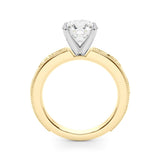 Yellow gold Round Solitaire Milgrain Engagement Ring with Filigree Band and Four-Prong Setting 2