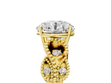 Yellow gold Round Solitaire Milgrain Leaf Band with Prong Setting_9