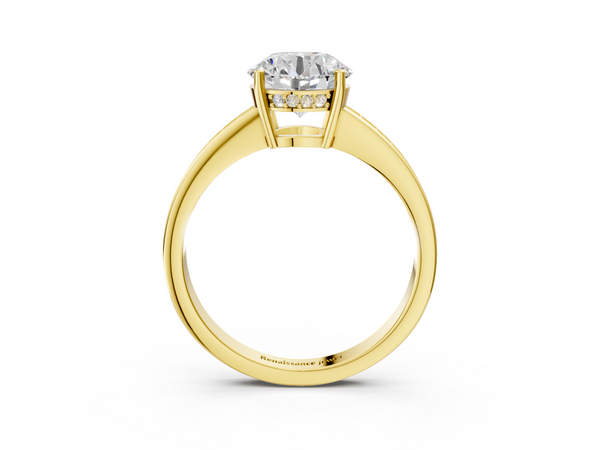 Yellow gold Round Solitaire Pavé Band Prong Setting Ring