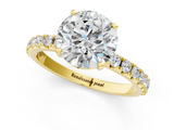 Yellow gold Round Solitaire Pavé Band with Four-Prong Setting_174