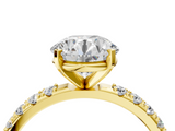 Yellow gold Round Solitaire Pavé Band with Four-Prong Setting_177