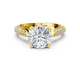 Yellow gold Round Solitaire Pavé Diamond Engagement Ring with Four-Prong Setting_172