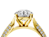 Yellow gold Round Solitaire Pavé Diamond Engagement Ring with Four-Prong Setting_176