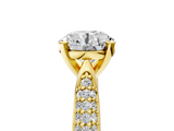 Yellow gold Round Solitaire Pavé Diamond Engagement Ring with Four-Prong Setting_177