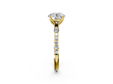 Yellow gold Round Solitaire Pavé Diamond Engagement Ring with Four-Prong Setting_65
