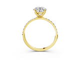 Yellow gold Round Solitaire Pavé Diamond Engagement Ring with Four-Prong Setting_66