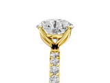 Yellow gold Round Solitaire Pavé Diamond Engagement Ring with Four-Prong Setting_68