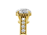 Yellow gold Round Solitaire Pavé Diamond Milgrain Engagement Ring with Four-Prong Setting_11