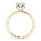 Yellow gold Round Solitaire Pave Diamond Engagement Ring with Four-Prong Setting 2