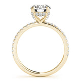 18K Yellow Gold 3.09 Carat D VS1 Round Diamond Solitaire Ring with Four-Prong Setting and Pavé Band
