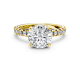 Yellow gold Round Solitaire Pave Diamond Engagement Ring with Four-Prong Setting_198