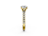 Yellow gold Round Solitaire Pave Diamond Engagement Ring with Four-Prong Setting_200