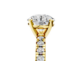 Yellow gold Round Solitaire Pave Diamond Engagement Ring with Four-Prong Setting_203