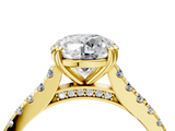 Yellow gold Round Solitaire Pave Diamond Engagement Ring with Prong Setting_35