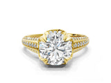 Yellow gold Round Solitaire Pave Split Shank Ring with Four-Prong Setting_155