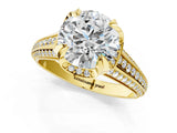 Yellow gold Round Solitaire Pave Split Shank Ring with Four-Prong Setting_156