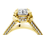 Yellow gold Round Solitaire Pave Split Shank Ring with Four-Prong Setting_159