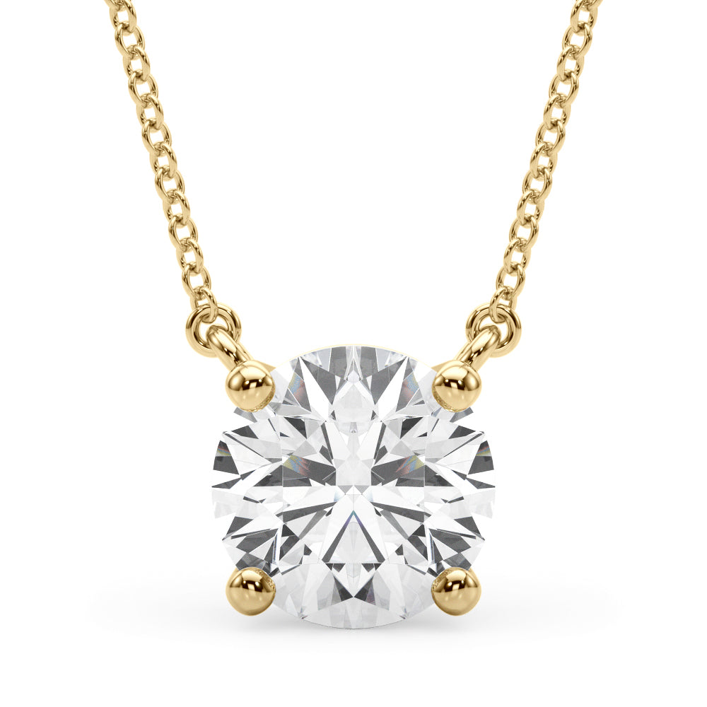 Yellow gold Round Solitaire Pendant with Four-Prong Basket Setting
