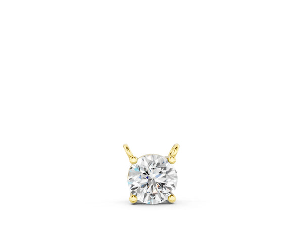 Yellow gold Round Solitaire Pendant with Four-Prong Basket Setting