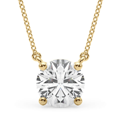 Yellow gold Round Solitaire Pendant with Four-Prong Basket Setting
