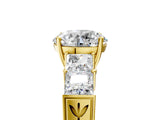 Yellow gold Round Solitaire Princess Side Stone Engraved Band Prong Setting Ring_8