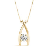 Yellow gold Round Solitaire Prong-Set Pendant
