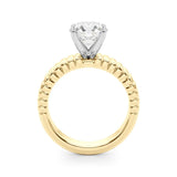 Yellow gold Round Solitaire Ribbed Band with Four-Prong Setting 2