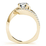 Yellow gold Round Solitaire Split Shank Halo Prong Ring 2