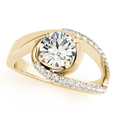 Yellow gold Round Solitaire Split Shank Halo Prong Ring