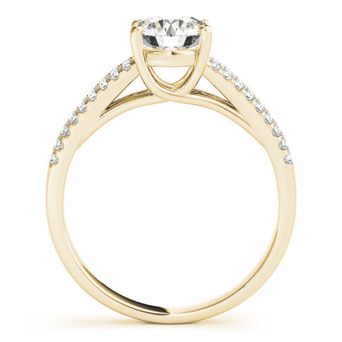 Yellow gold Round Solitaire Split Shank Pavé Diamond Engagement Ring 1