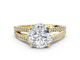 Yellow gold Round Solitaire Split Shank Pavé Diamond Engagement Ring_317