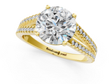 Yellow gold Round Solitaire Split Shank Pavé Diamond Engagement Ring_318