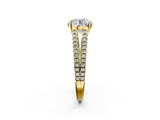 Yellow gold Round Solitaire Split Shank Pavé Diamond Engagement Ring_319