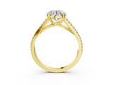 Yellow gold Round Solitaire Split Shank Pavé Diamond Engagement Ring_320