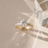 Yellow gold Round Solitaire Split Shank Pave Diamond Engagement Ring with Four-Prong Setting_15