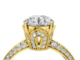 Yellow gold Round Solitaire Split Shank Pave Diamond Engagement Ring with Four-Prong Setting_54