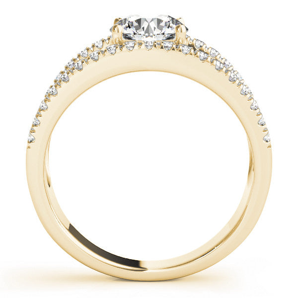 Yellow gold Round Solitaire Split Shank Pave Diamond Ring 2