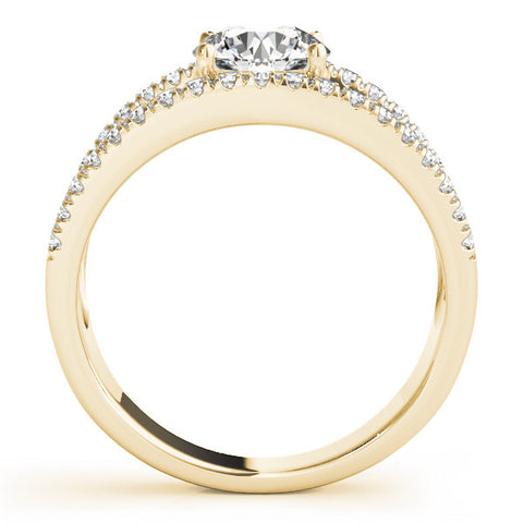 Yellow gold Round Solitaire Split Shank Pave Diamond Ring 2