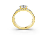 Yellow gold Round Solitaire Split Shank Pave Diamond Ring_64