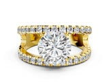 Yellow gold Round Solitaire Split Shank Pave Diamond Ring_73
