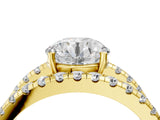 Yellow gold Round Solitaire Split Shank Pave Diamond Ring_77