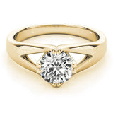 Yellow gold Round Solitaire Split Shank Prong Set Ring 1