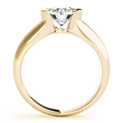 Yellow gold Round Solitaire Tension Set Diamond Ring with Split Shank Band 2