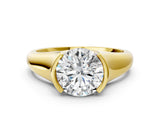 Yellow gold Round Solitaire Tension Set Diamond Ring with Split Shank Band_24