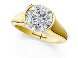 Yellow gold Round Solitaire Tension Set Diamond Ring with Split Shank Band_25