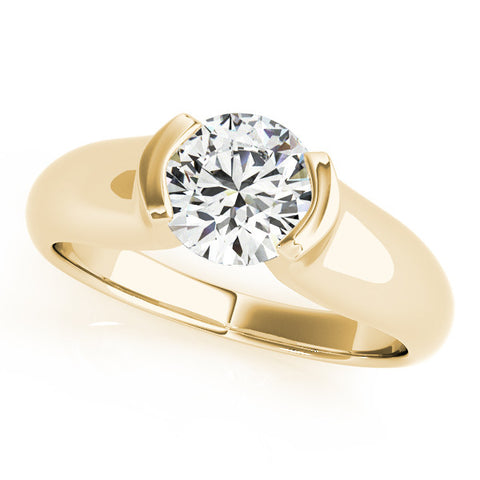 Yellow gold Round Solitaire Tension Set Diamond Ring with Split Shank Band